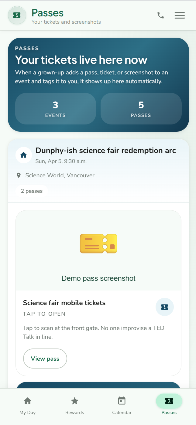 Passes manager and kid passes